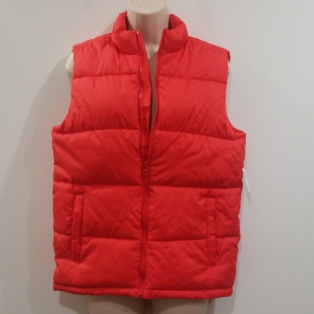 Old navy women's orange puffer vest jacket
